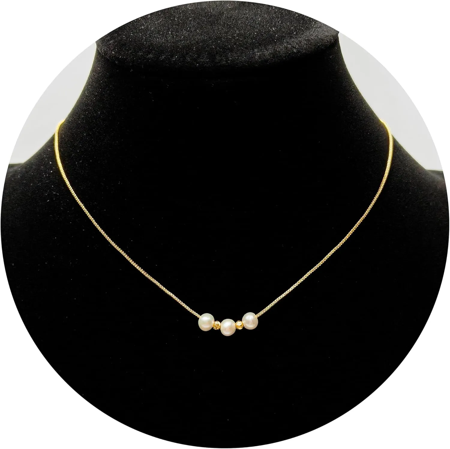 PEARLIE Necklaces for Women, Dainty Pearl Choker Necklaces Handmade Pearl Pendant Necklace Simple Gold Necklace Jewelry for Trendy Wedding Birthday