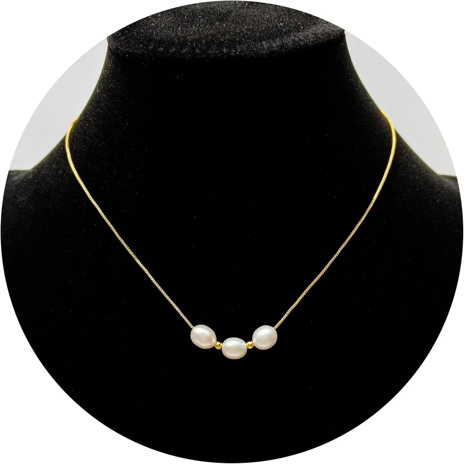 PEARLIE Necklaces for Women, Dainty Pearl Choker Necklaces Handmade Pearl Pendant Necklace Simple Gold Necklace Jewelry for Trendy Wedding Birthday