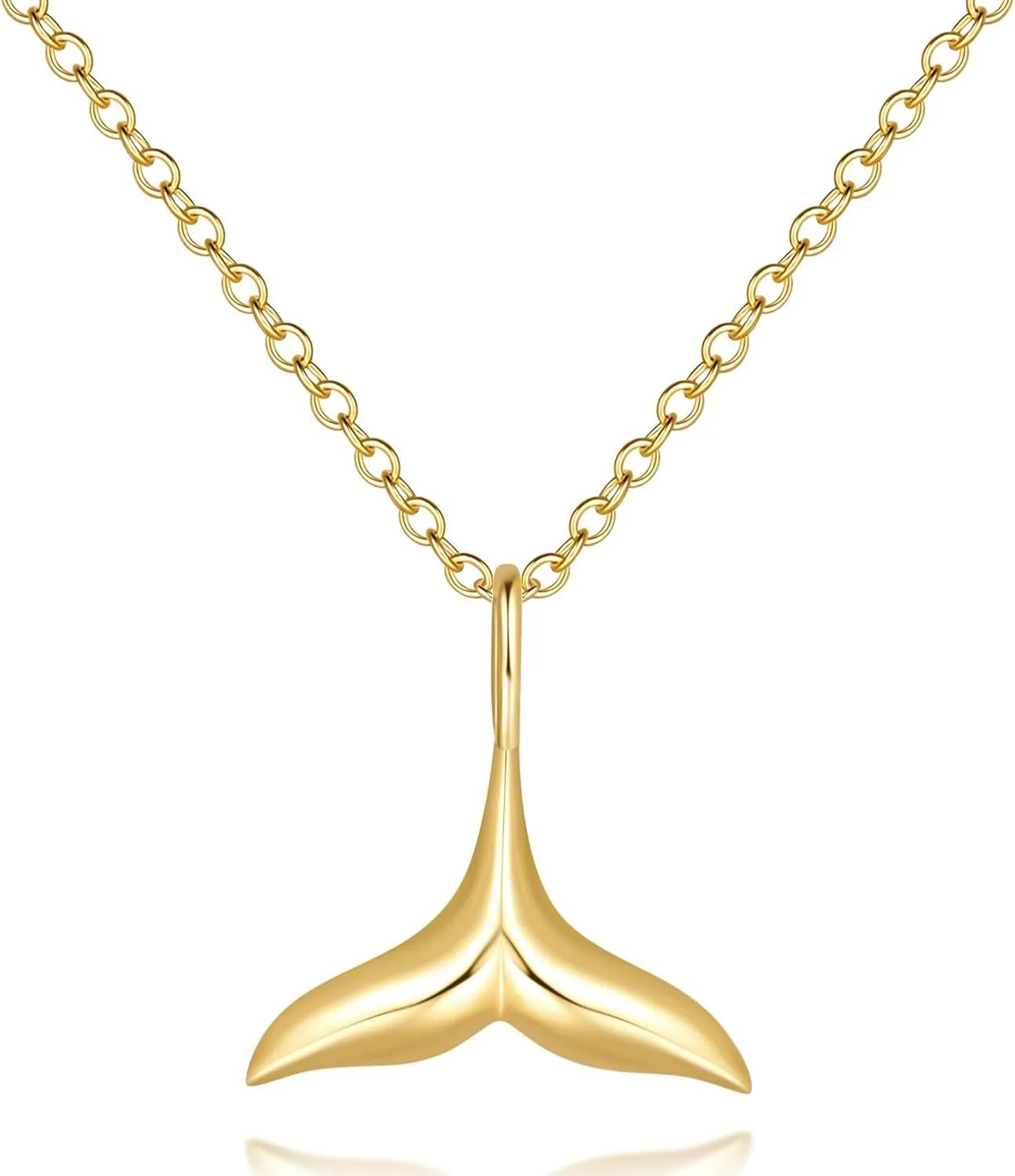 Pendant Necklace 14K Gold Necklace for Women Gold Charm Necklaces Represent Luck Strength and Protection Whale Tail Necklaces Pendant for Women