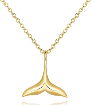 Pendant Necklace 14K Gold Necklace for Women Gold Charm Necklaces Represent Luck Strength and Protection Whale Tail Necklaces Pendant for Women