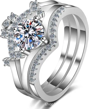 Personalized 14K Gold Wedding Rings sets for Women, 0.8 Carat Diamond stackable Name Ring, Custom Engraved D-Color VVS1 Clarity, Promise Gifts for Wife