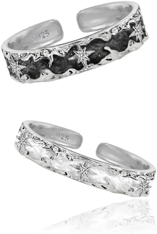 Personalized adjustable couple pair rings, S925 sterling silver fashion couple rings