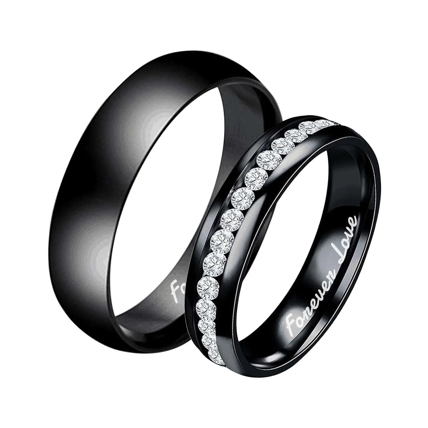 Personalized Couples Rings Set for Him and Her Matching Promise Rings for Couples Custom Free Engraving Promise Rings Jewelry Gifts for Wedding Engagement Valentine's Day