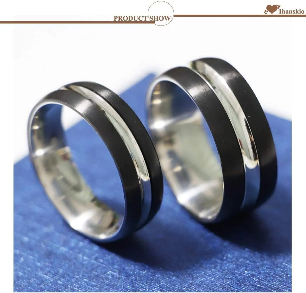 Personalized Custom Made Couple Rings Double Color His Her Engagement Wedding Bands Gift Birthday Matching Titanium Steel