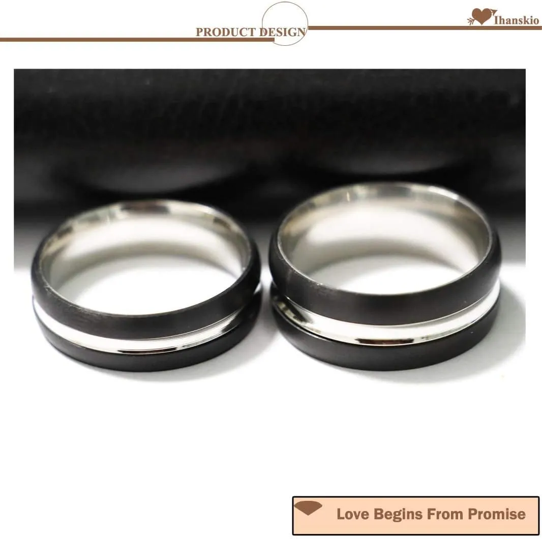 Personalized Custom Made Couple Rings Double Color His Her Engagement Wedding Bands Gift Birthday Matching Titanium Steel