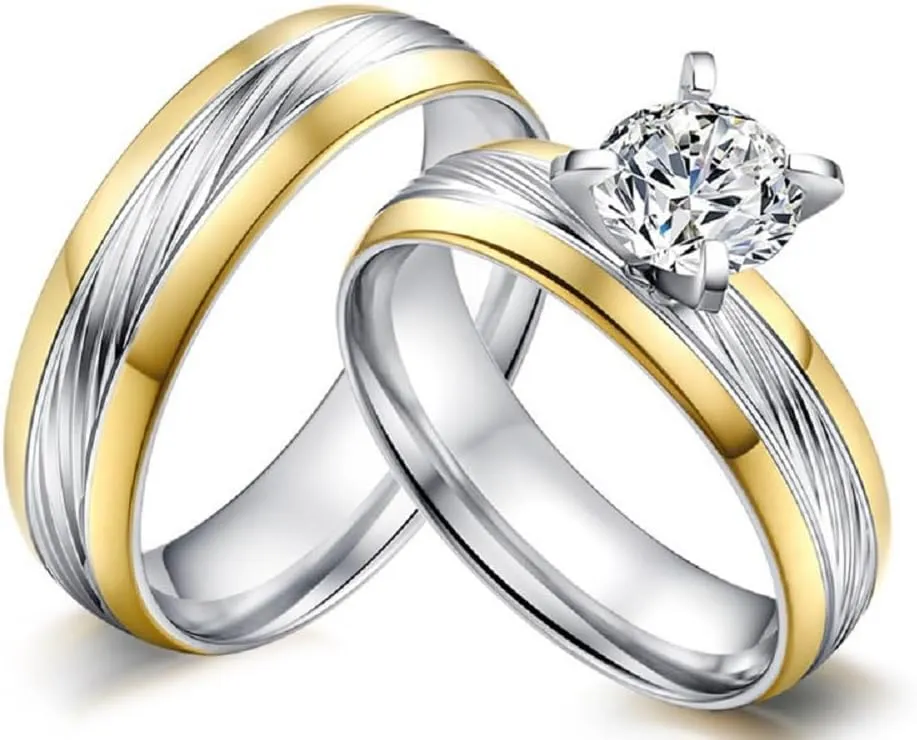 Personalized Rings for Couples, 2 PCS Rings Set with Names Engraved, Customized Rings for Him and Her Wedding Bands Engagement Rings Promise Rings (C14)