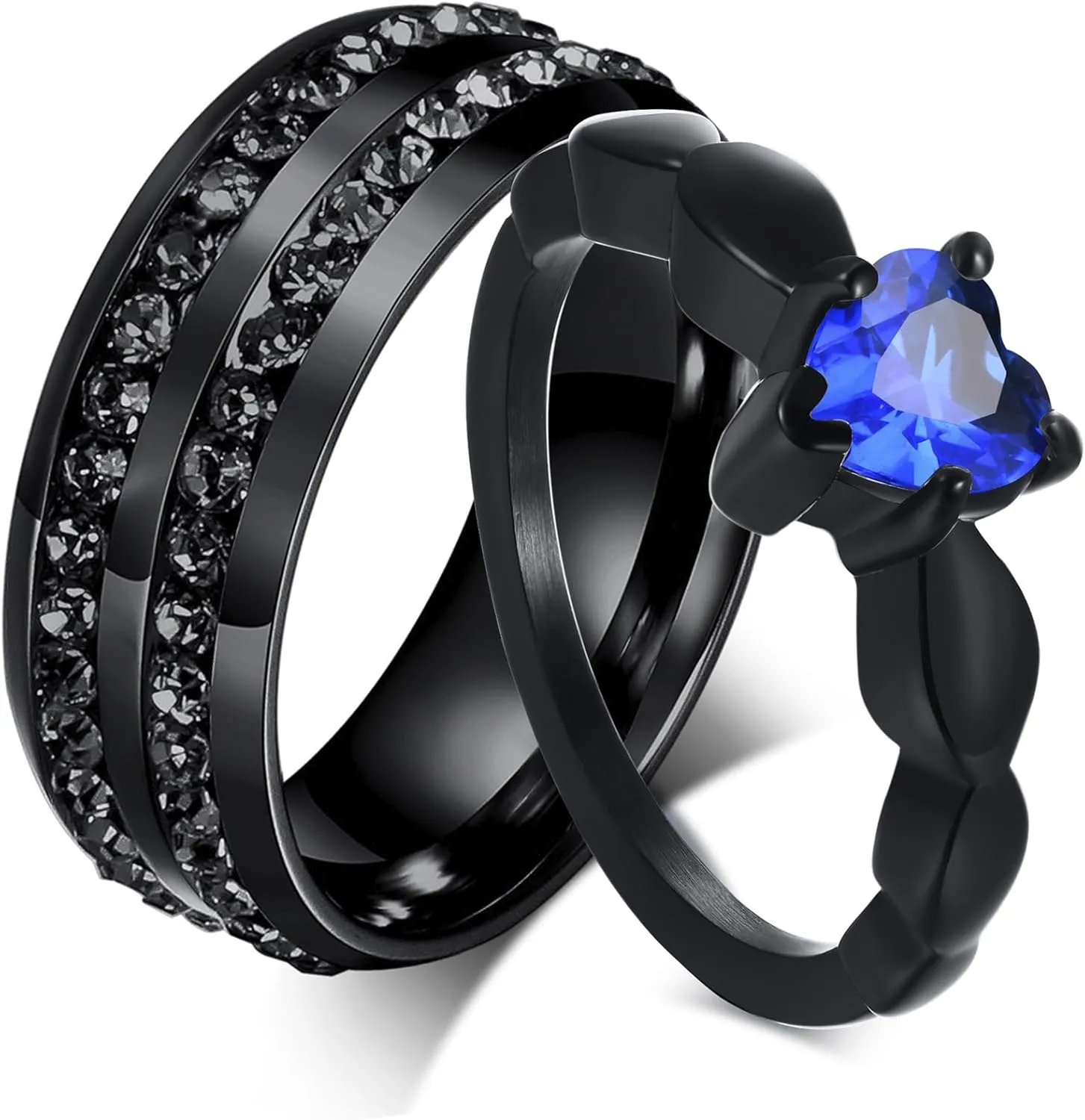 Personalized Rings for Couples, 2 PCS Rings Set with Names Engraved, Customized Rings for Him and Her Wedding Bands Engagement Rings Promise Rings (C1)