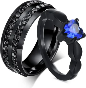 Personalized Rings for Couples, 2 PCS Rings Set with Names Engraved, Customized Rings for Him and Her Wedding Bands Engagement Rings Promise Rings (C1)
