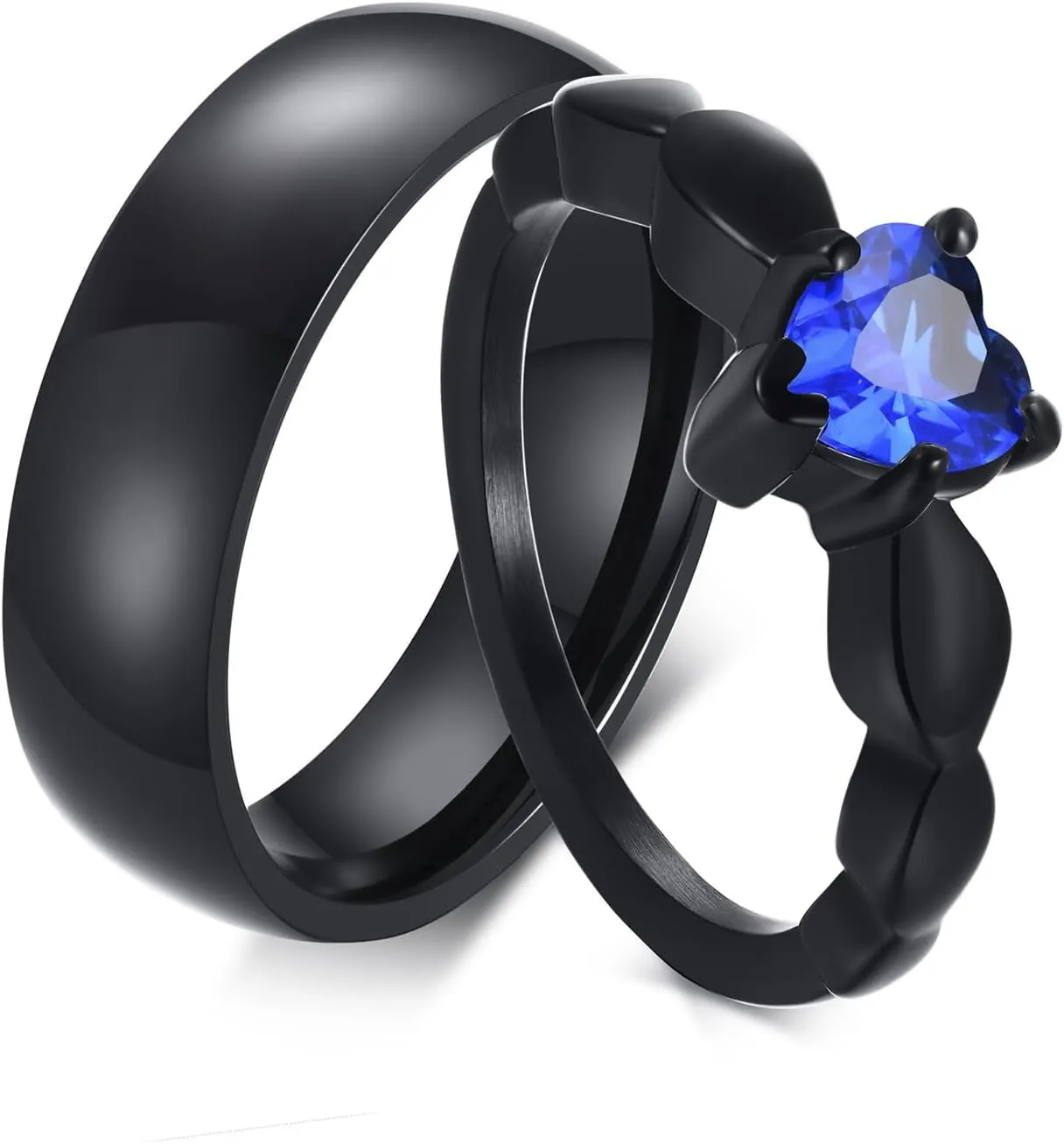 Personalized Rings for Couples, 2 PCS Rings Set with Names Engraved, Customized Rings for Him and Her Wedding Bands Engagement Rings Promise Rings (C3)