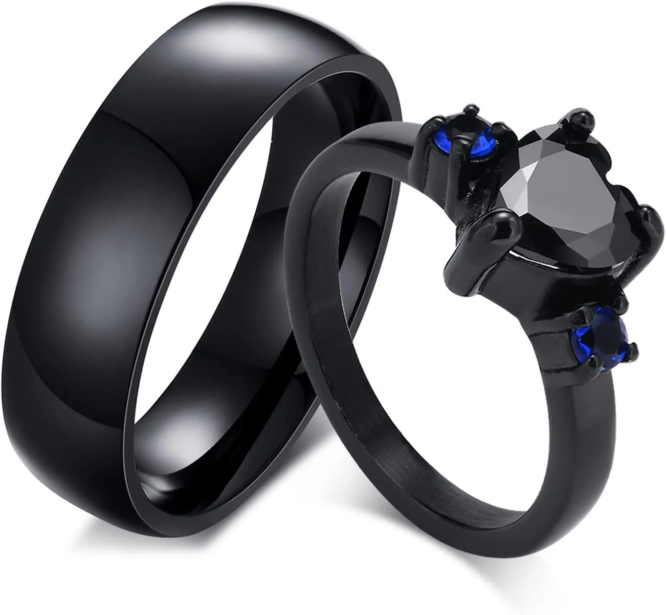 Personalized Rings for Couples, 2 PCS Rings Set with Names Engraved, Customized Rings for Him and Her Wedding Bands Engagement Rings Promise Rings (C4)
