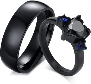 Personalized Rings for Couples, 2 PCS Rings Set with Names Engraved, Customized Rings for Him and Her Wedding Bands Engagement Rings Promise Rings (C4)