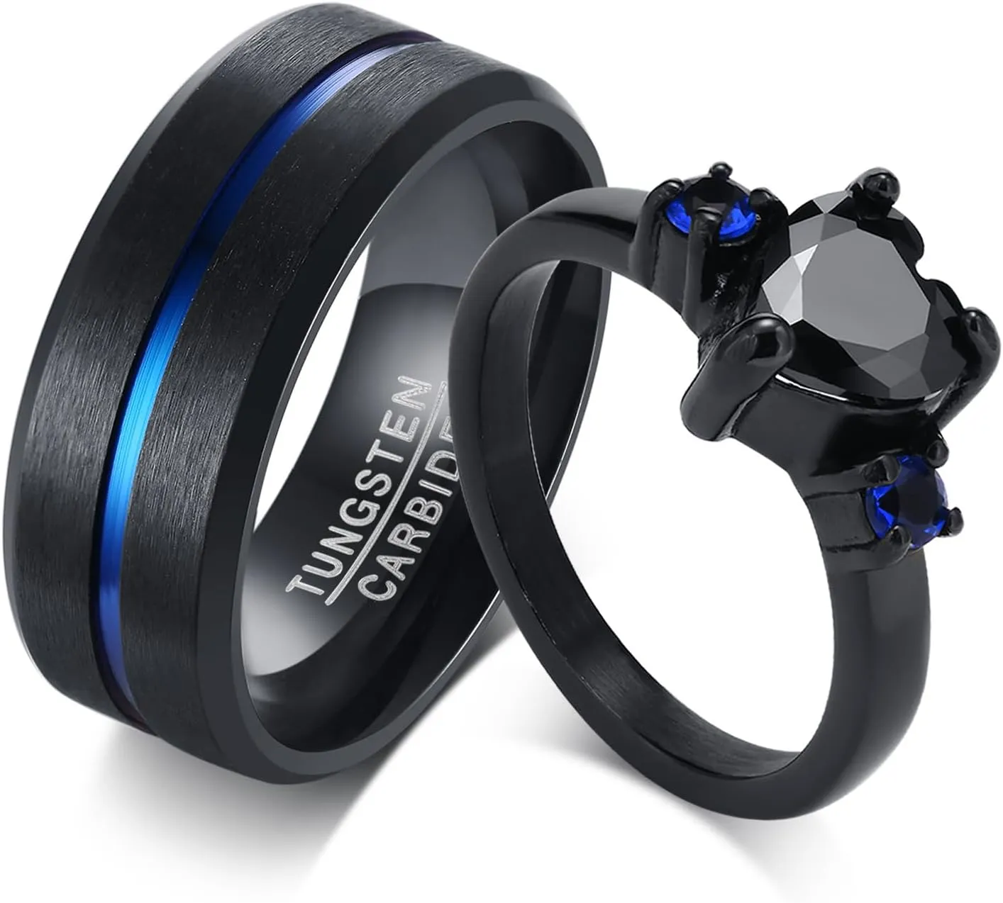 Personalized Rings for Couples, 2 PCS Rings Set with Names Engraved, Customized Rings for Him and Her Wedding Bands Engagement Rings Promise Rings (C6)