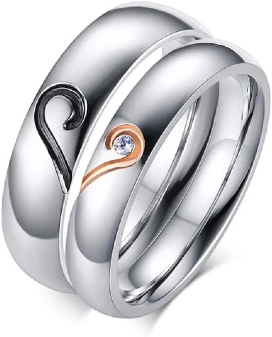 Personalized Rings for Couples, 2 PCS Rings Set with Names Engraved, Customized Rings for Him and Her Wedding Bands Engagement Rings Promise Rings (C9)