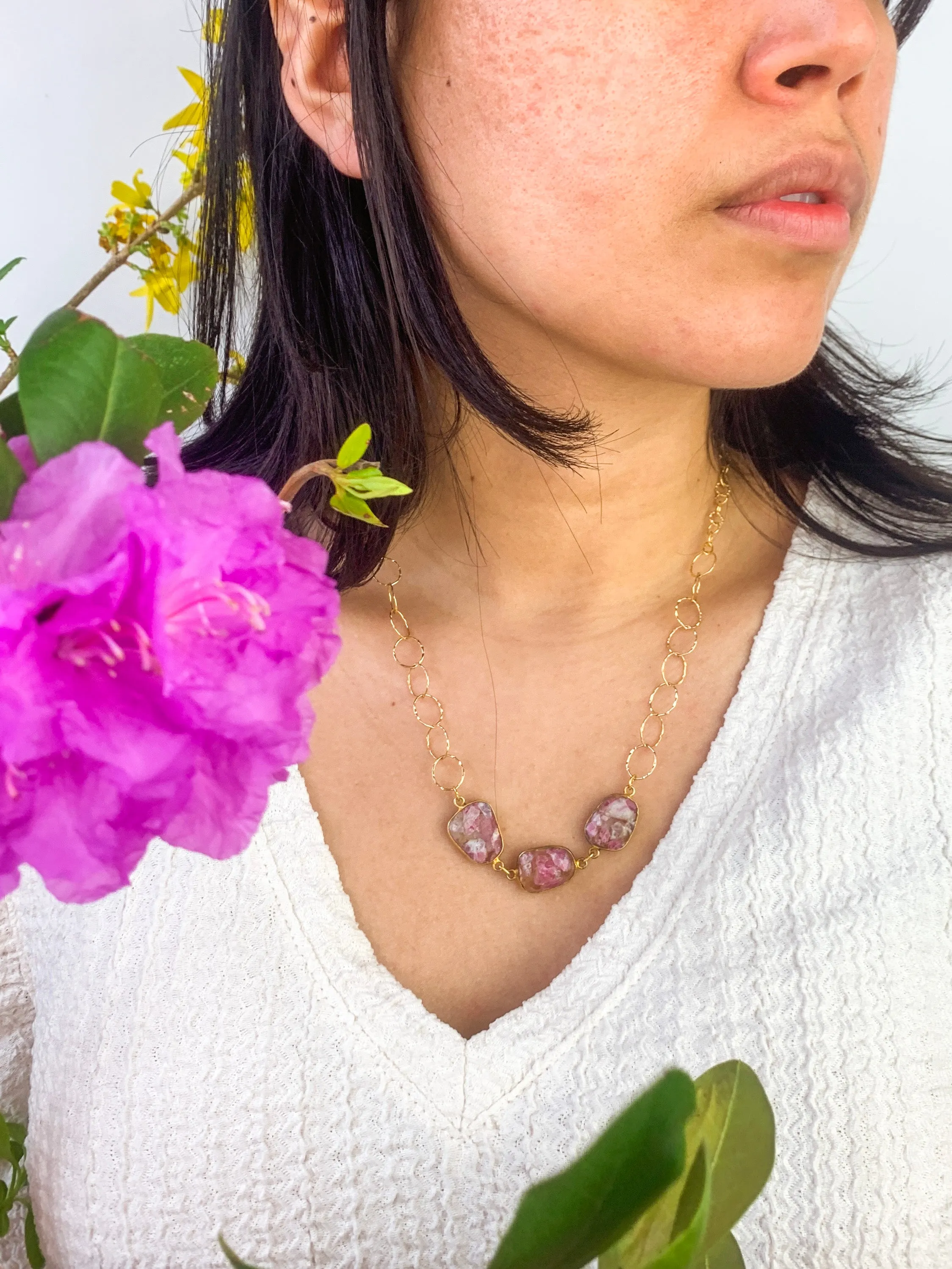Pink Tourmaline Magnetic Necklace