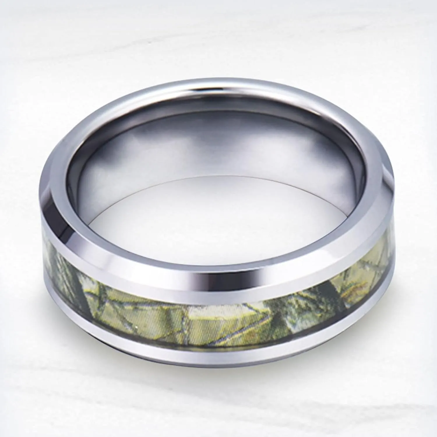 Promise Rings Couple Customized Engagement Rings Couple,Couple Ring Stainless Steel 8MM Green Silver Ring with Pattern Anniversary Rings Couple