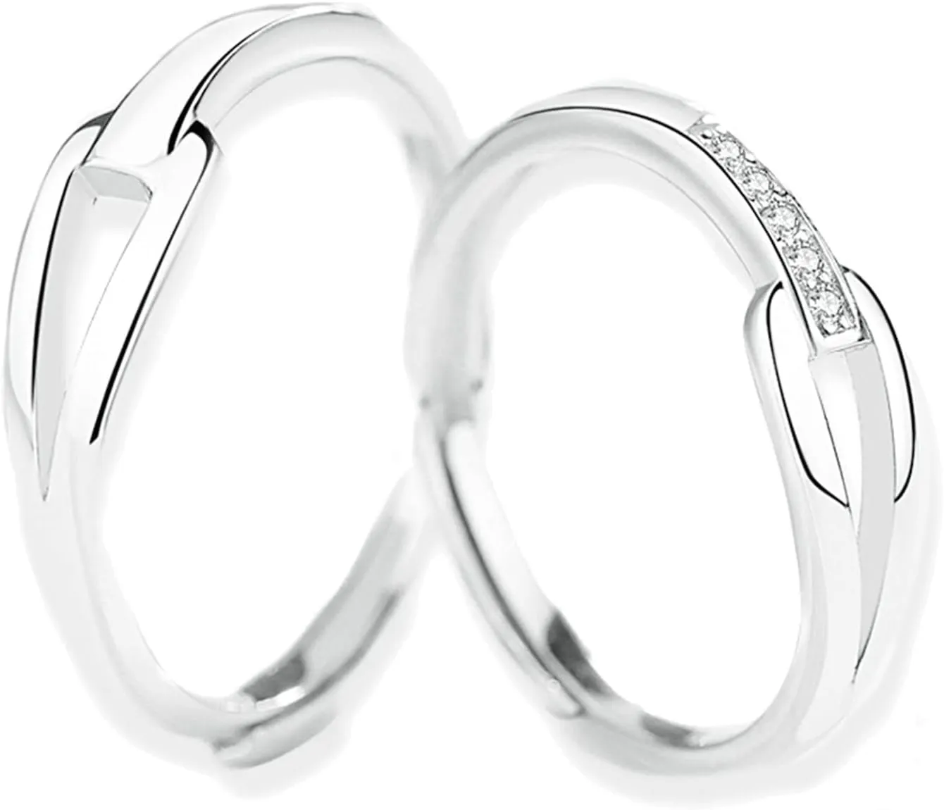 Promise Rings for Couples Customize, Couples Rings for Him and Her Set Adjustable 925 Sterling Silver Knot Ring with Cubic Zirconia