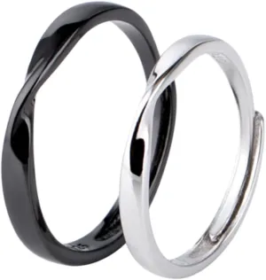 Pure S925 Silver Couples' Ring Set Wedding Ring Open Design Men's Matching for Love