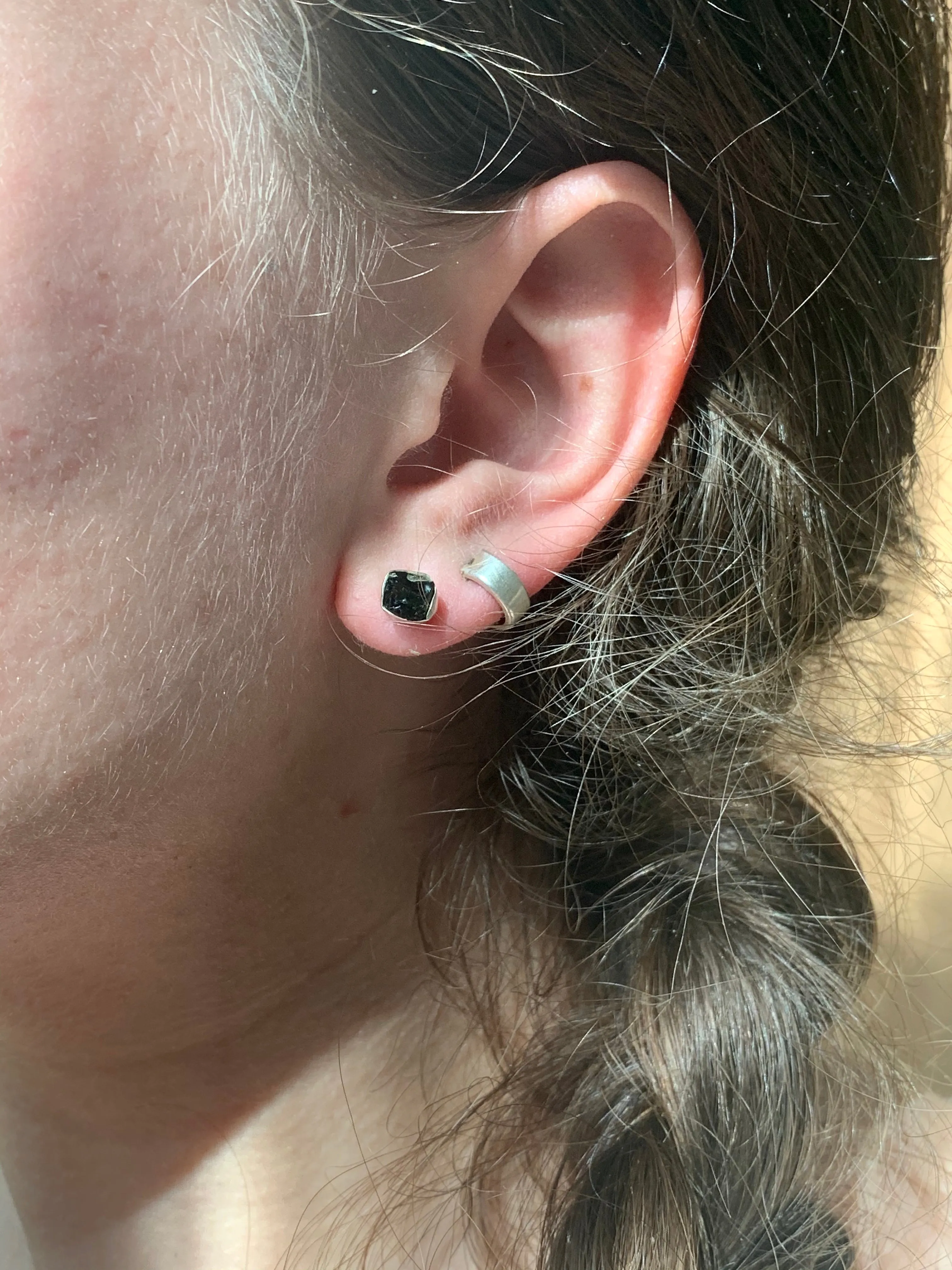 Raw Green Apatite Akoni Studs