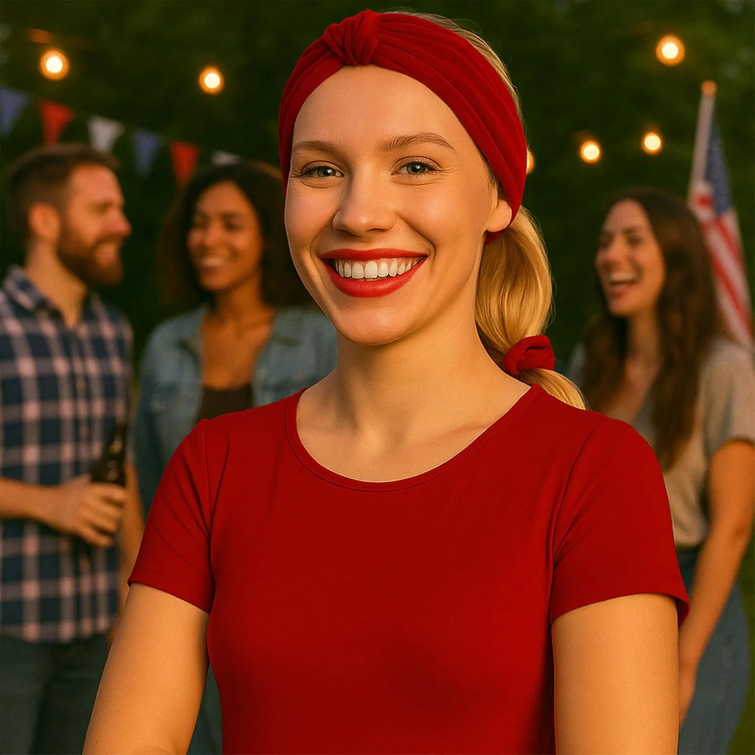 Red Velvet Headbands and Scrunchies for Women and Girls, Velvet Hair Braid Headband for Women and Girls (Red Hairband)