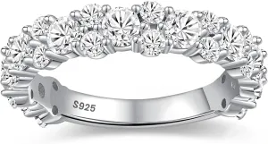RINEY&KY Moissanite Rings for Women Lab Diamond Wedding Bands D Color VVS1 Clarity 18K White Gold Plated Sterling Silver Non Tarnish Eternity Milgrain Marquise Size 5-10US