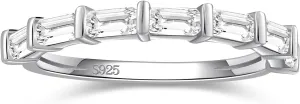 RINEY&KY Moissanite Rings for Women Lab Diamond Wedding Bands D Color VVS1 Clarity 18K White Gold Plated Sterling Silver Non Tarnish Eternity Milgrain Marquise Size 5-10US