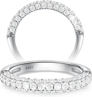 RINEY&KY Moissanite Rings for Women Lab Diamond Wedding Bands D Color VVS1 Clarity 18K White Gold Plated Sterling Silver Non Tarnish Eternity Milgrain Marquise Size 5-10US
