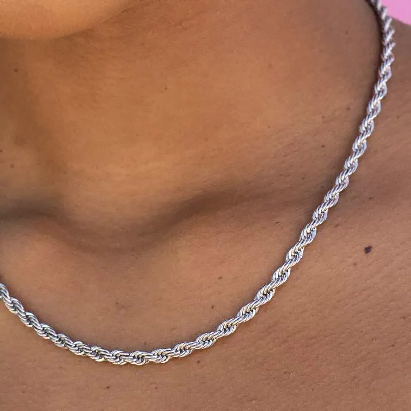 Rope Necklace in White Gold - 4mm