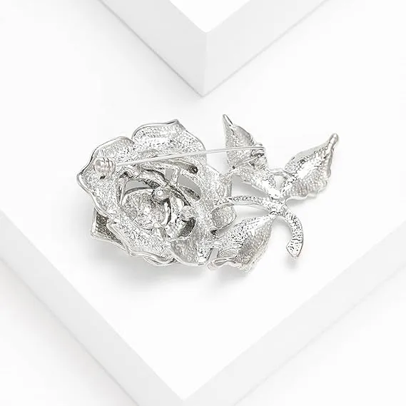 Rose Floral Brooch, Brooches for women,Fashion Rhinestone Brooch,Maple Leaf Brooch,Elegant Gold Crystal Floral Wedding Bouquet Brooch