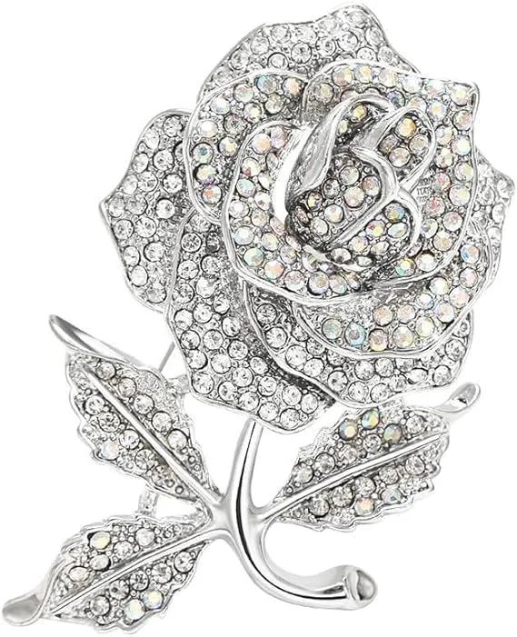 Rose Floral Brooch, Brooches for women,Fashion Rhinestone Brooch,Maple Leaf Brooch,Elegant Gold Crystal Floral Wedding Bouquet Brooch