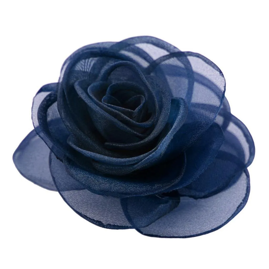 Rose Flower Hair Clips, Brooches, and Pins with Blue Accent | Versatile Floral Accessories for Women