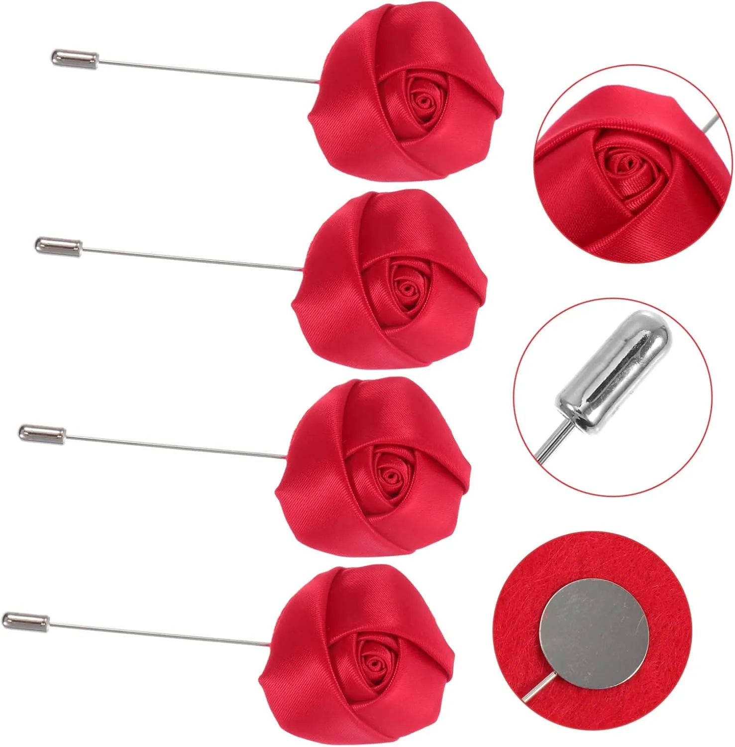 Rose Men Suit Boutonniere 4pcs Men Lapel Flower Pin Christmas Decorative Brooch Romantic Corsage Pin