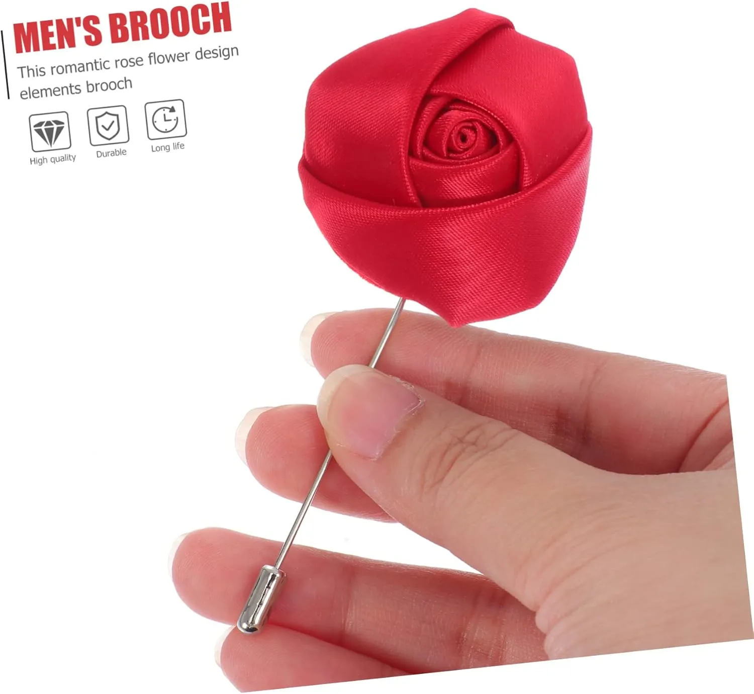 Rose Men Suit Boutonniere 4pcs Men Lapel Flower Pin Christmas Decorative Brooch Romantic Corsage Pin