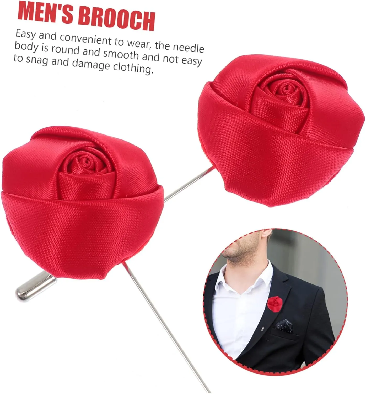 Rose Men Suit Boutonniere 4pcs Men Lapel Flower Pin Christmas Decorative Brooch Romantic Corsage Pin