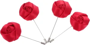 Rose Men Suit Boutonniere 4pcs Men Lapel Flower Pin Christmas Decorative Brooch Romantic Corsage Pin