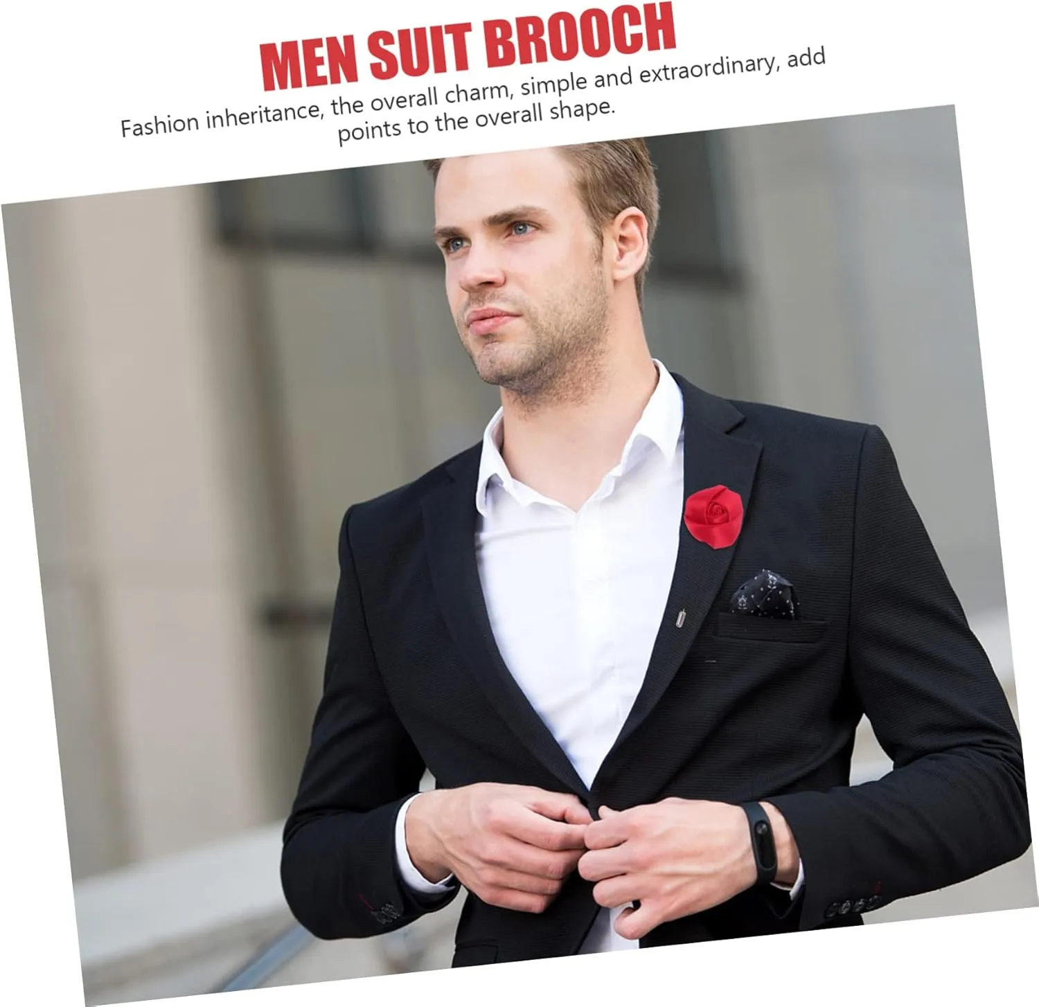 Rose Men Suit Boutonniere 4pcs Men Lapel Flower Pin Christmas Decorative Brooch Romantic Corsage Pin