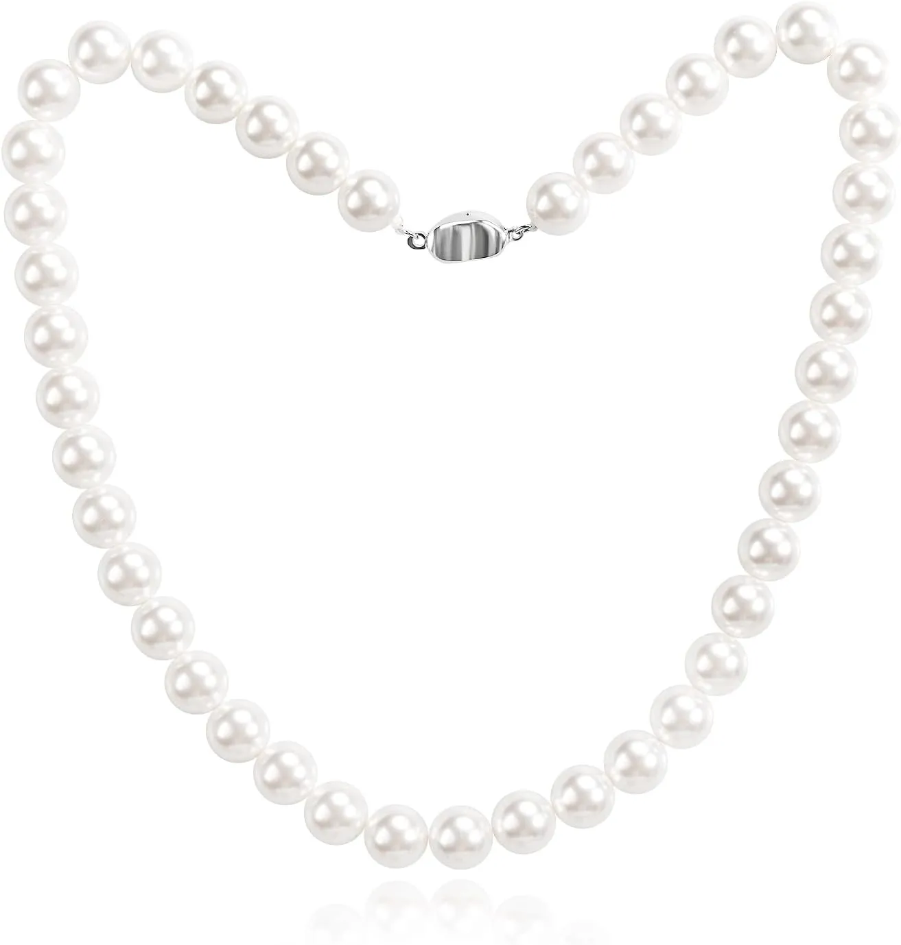 Round White Simulated Faux Pearl Necklace Strand Pearl Choker Necklaces for Women Trendy Jewelry Gift