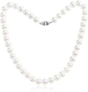Round White Simulated Faux Pearl Necklace Strand Pearl Choker Necklaces for Women Trendy Jewelry Gift