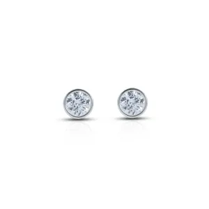 Round White Stone Silver Earrings