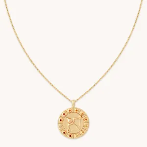 Sagittarius Bold Zodiac Pendant Necklace in Gold