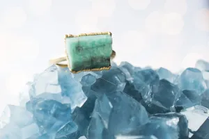 SALE Gold Emerald ring | Rough emerald ring