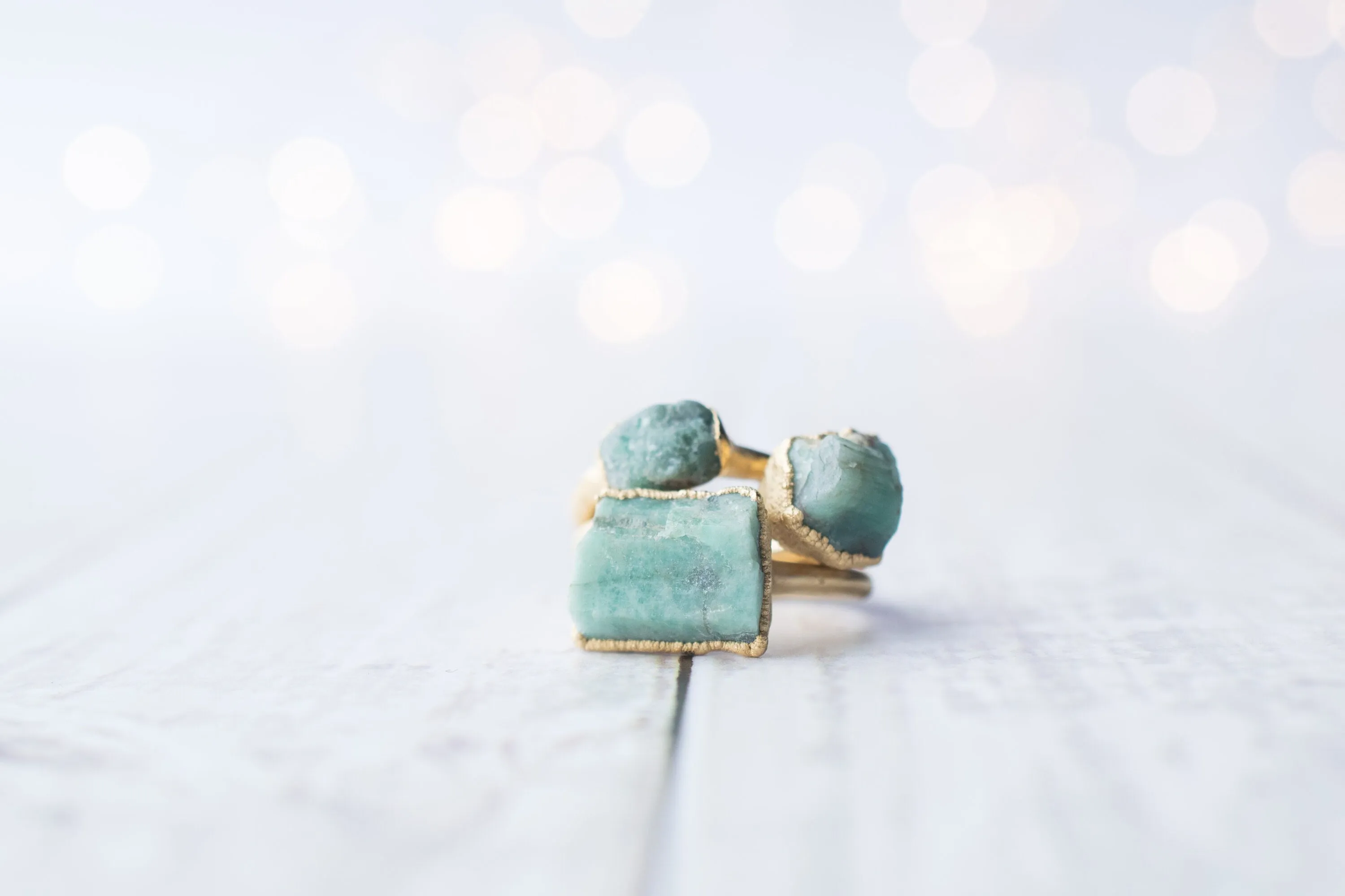 SALE Gold Emerald ring | Rough emerald ring
