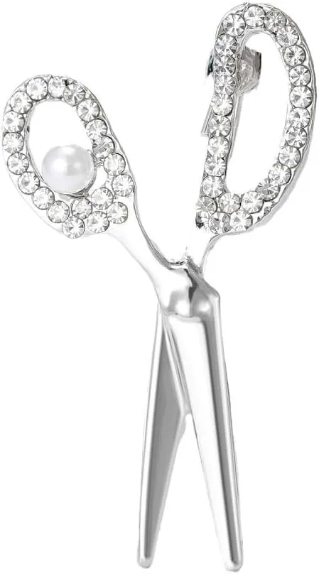Scissors Brooch Pins for Women, Barber Hairdresser Scissors Brooch Pin, Cute Scissor Brooch Lapel Pin, Bohemian Pearl Scissors Brooches Pins for Women Hat Bag Suit Dress Accessories