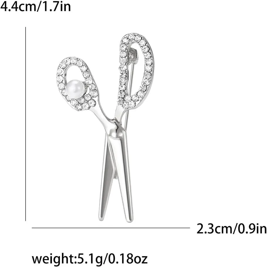 Scissors Brooch Pins for Women, Barber Hairdresser Scissors Brooch Pin, Cute Scissor Brooch Lapel Pin, Bohemian Pearl Scissors Brooches Pins for Women Hat Bag Suit Dress Accessories