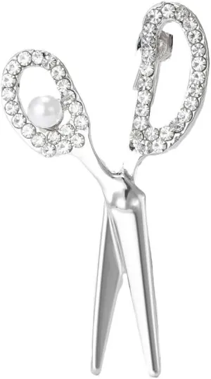 Scissors Brooch Pins for Women, Barber Hairdresser Scissors Brooch Pin, Cute Scissor Brooch Lapel Pin, Bohemian Pearl Scissors Brooches Pins for Women Hat Bag Suit Dress Accessories
