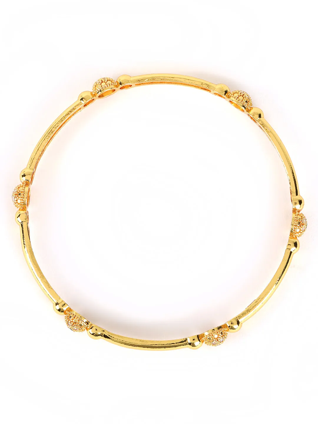 Set Of 2 Gold-Toned Beaded Designed Traditional Set Bangles