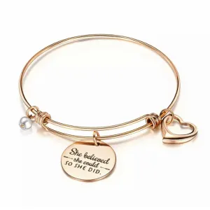 She Believed Inspirational Bangle - Rose Gold