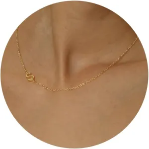 Sideways Initial Necklaces for Women, 14k Gold Plated Initial Necklace Dainty Gold Letter Necklace Simple Gold Choker Necklaces Cute Name Necklaces for Women Trendy Gold Jewelry Gifts