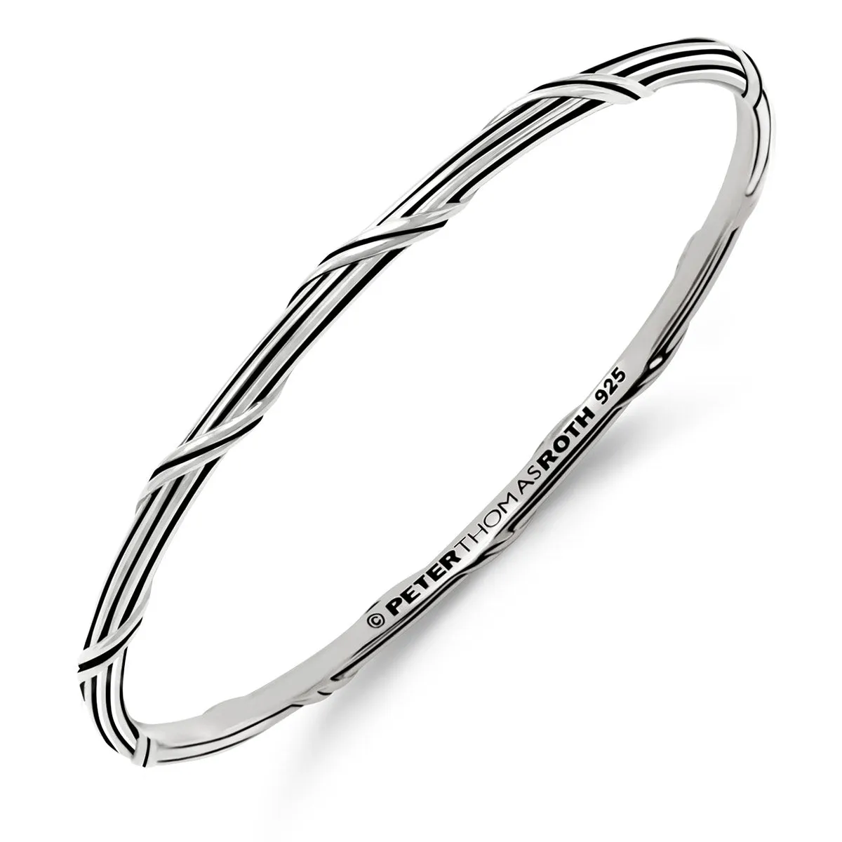 Signature Classic Stack Oval Bangle Set with white topaz in sterling silver