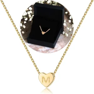 SIGONNA Initial Necklaces for Women Heart Pendant, Dainty Necklace for Women 18k Gold Plated - Personalized Gold Choker Necklaces for Women, Letter Necklace