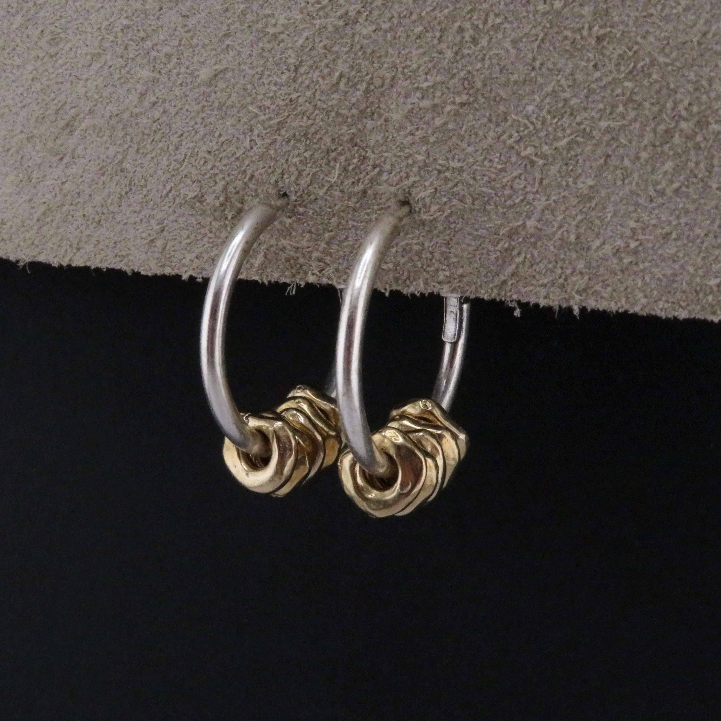 Silver Bronze Dangly Hoops